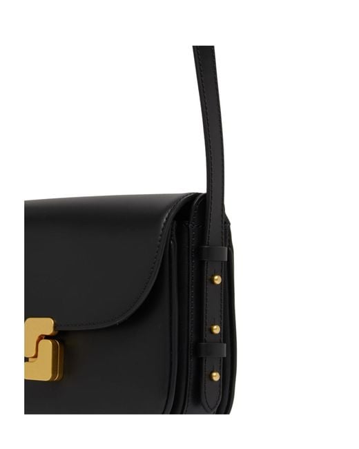 Soeur Black Flap Shoulder Bag