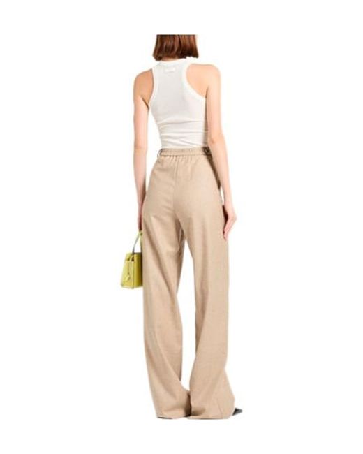 Max Mara White Solid Straight-Leg Long Pants