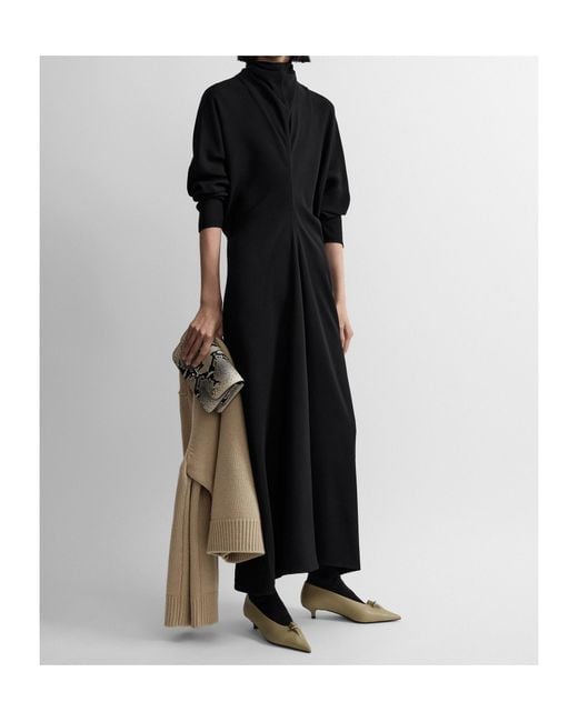 Totême  Black Totême Scarf-Neck Long Sleeved Maxi Dress