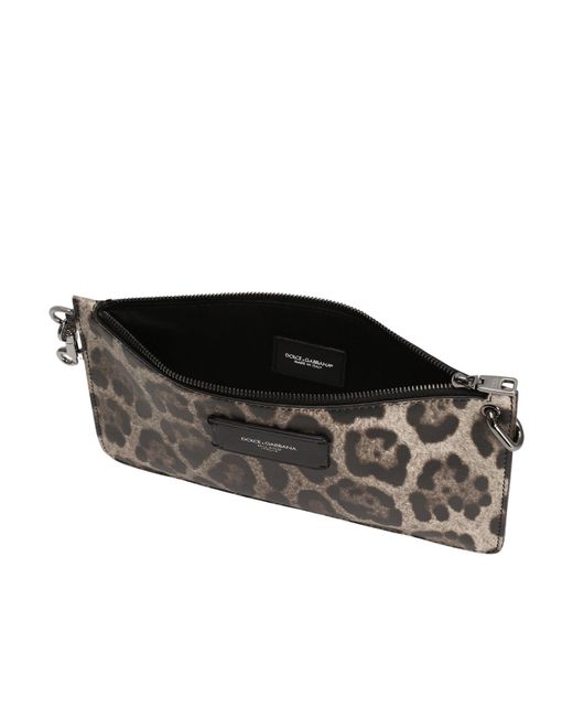 Dolce & Gabbana Black Leopard-Print Toiletry Bag for men