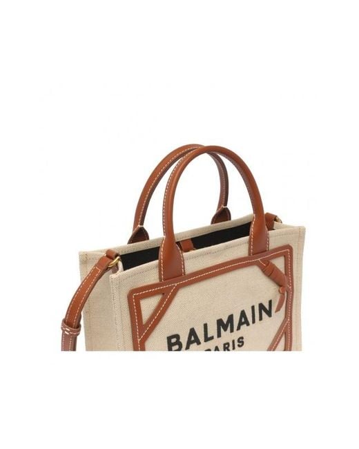 Balmain Brown Logo Printed Top Handle Bag