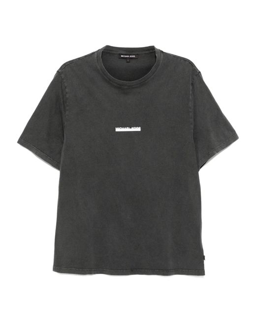 Michael Kors Black Embellished-Logo Cotton T-Shirt for men