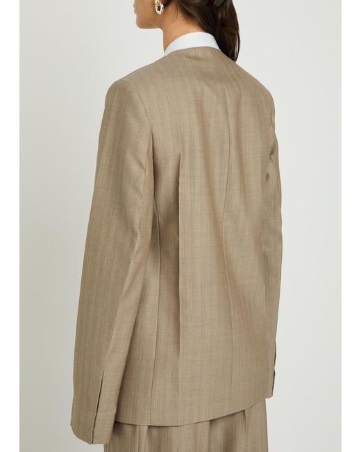Victoria Beckham Brown Folded-Collar Double-Breasted Wool Jacket