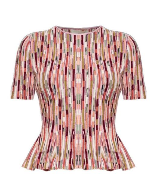Ulla Johnson Red Round-Neck Pattern T-Shirt