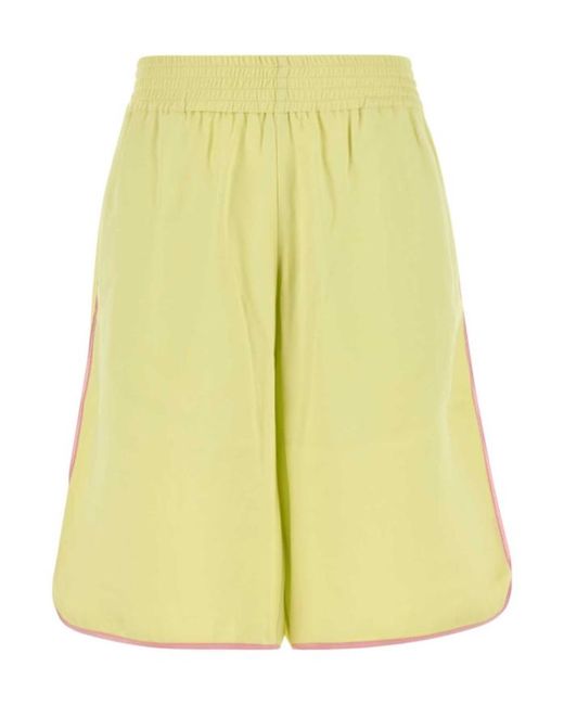 Dries Van Noten Yellow Elastic Waist Shorts