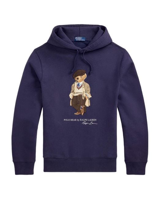 Polo Ralph Lauren Blue Embroidered Drawstring Hoodie for men