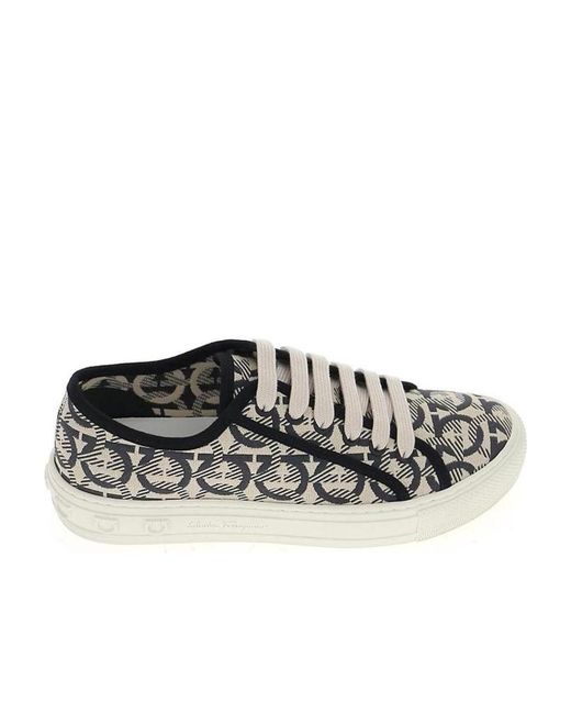 Ferragamo Black Printed Leisure Sports Shoes