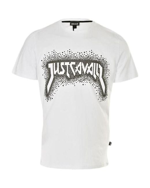 Just Cavalli White Logo Polka Dot Short Sleeve T-Shirt for men