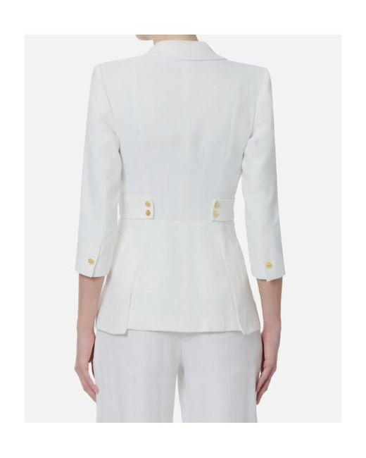 Elisabetta Franchi White Structured Single-Breasted Blazer