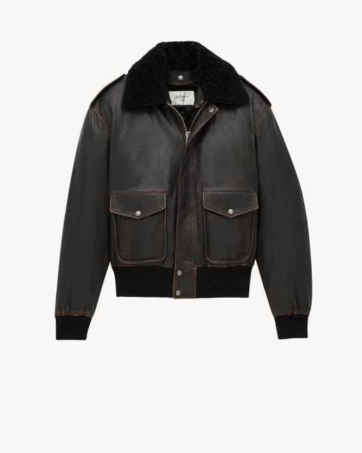 Saint Laurent Gray Zip-Up Bomber Jacket