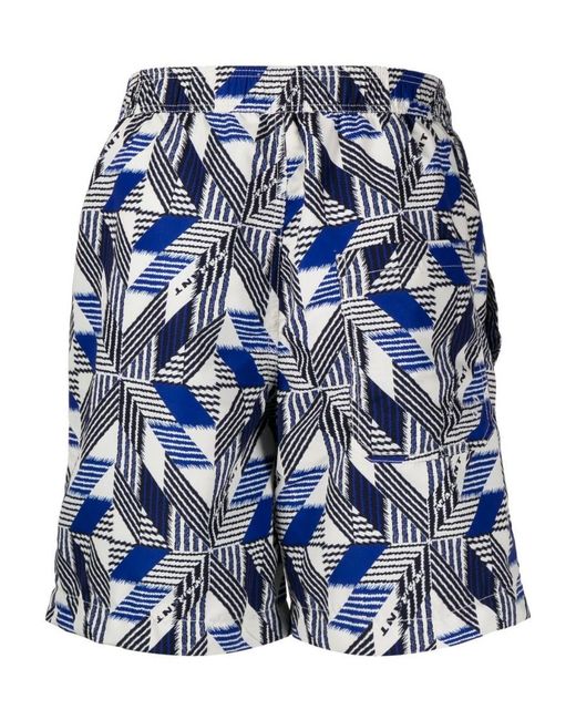 Isabel Marant Blue Geometric Print Swim Shorts for men