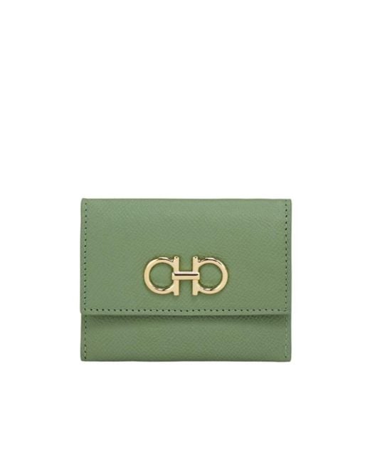 Ferragamo Green Snap Card Holder