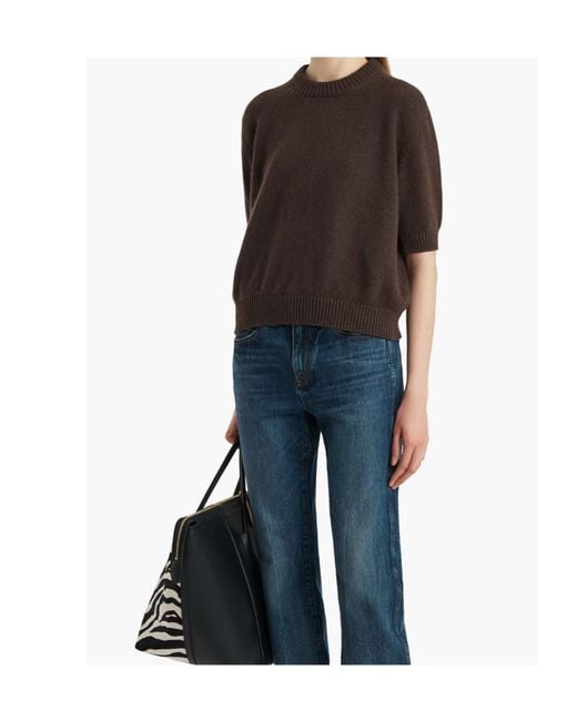 Khaite Brown Short Sleeved Crewneck Jumper