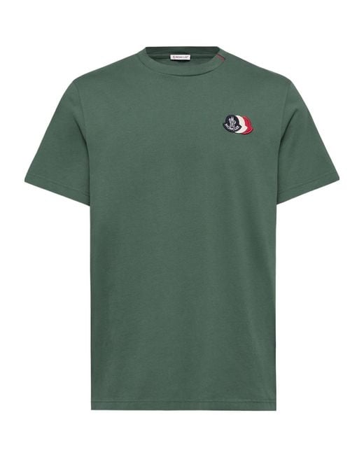 Moncler Green Logo Patch Crewneck T-Shirt for men