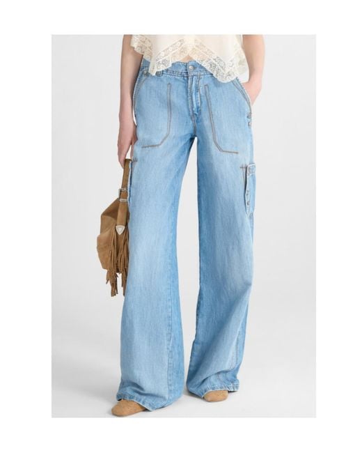 Ermanno Scervino Blue Cargo Wide-Leg Jeans