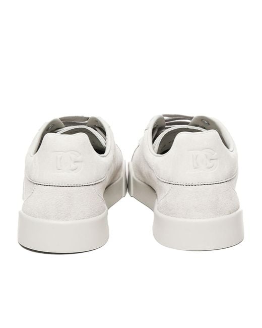 Dolce & Gabbana White Portofino Logo Perforated Sneakers for men