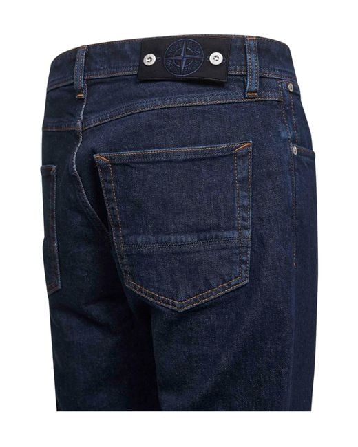 Stone Island Blue Logo Patch Slim-Fit Jeans for men