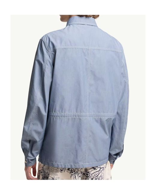 Moncler Blue Elorn Chambray Shirt Jacket for men