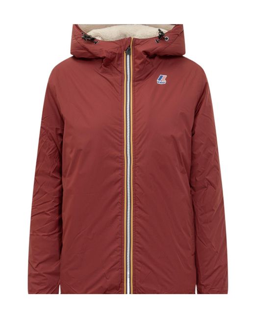 K-Way Red Hooded Padded Jacket for men