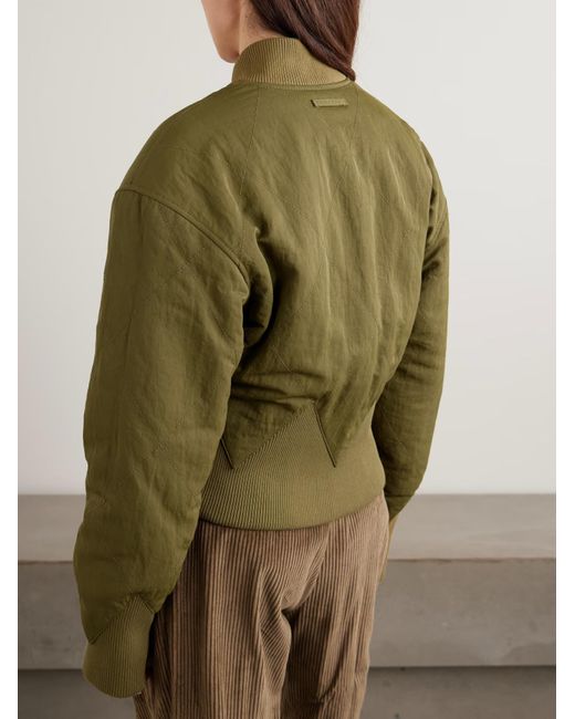 Jean Paul Gaultier Green Patchwork Quilted Bomber Jacket