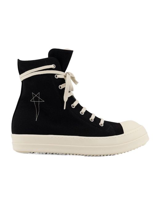 Rick Owens Black Zipped Lace-Up Sneakers for men