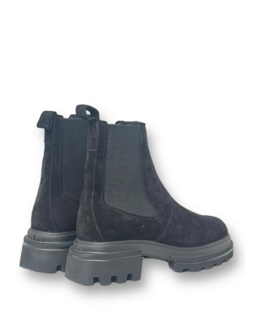 Hogan Black Round-Toe Slip-On Chelsea Boots