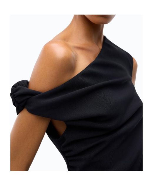 Pinko Black Off-Shoulder Draped Dress