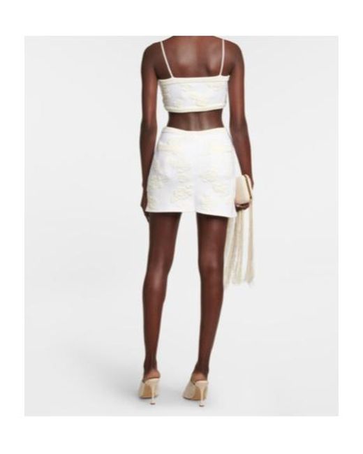 Magda Butrym White Embroidered High-Rise Wool-Blend Miniskirt