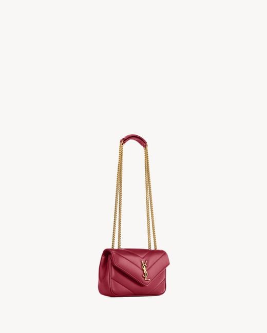Saint Laurent Red Loulou Foldover Top Mini Shoulder Bag