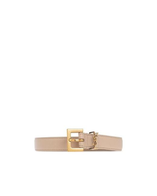 Saint Laurent White Cassandre Thin Belt