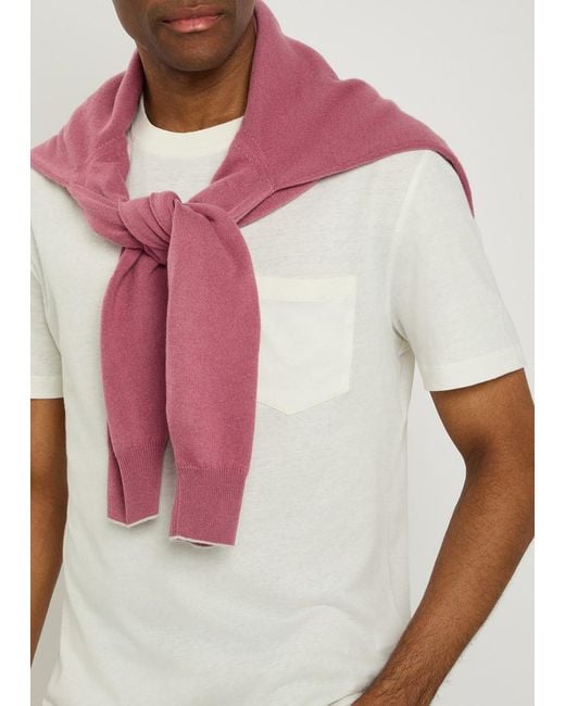 Brunello Cucinelli White Ribbed Crew Neck T-Shirt for men