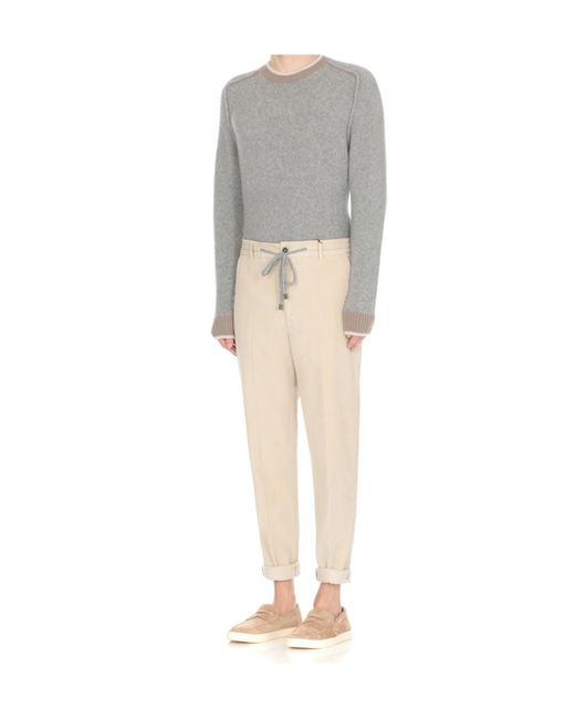 Peserico Natural Drawstring-Waist Corduroy Trousers for men