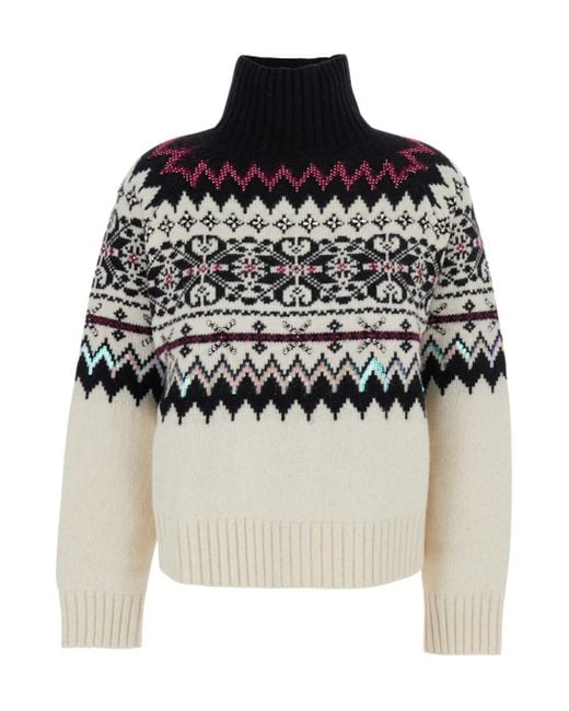 Semicouture Multicolor Fair Isle Intarsia-Knit Turtleneck Jumper