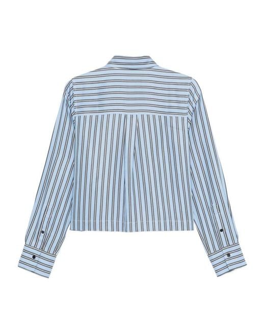 Closed Blue Striped Cropped Shirt