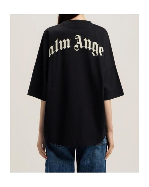Palm Angels Black Curved Logo Oversized T-Shirt