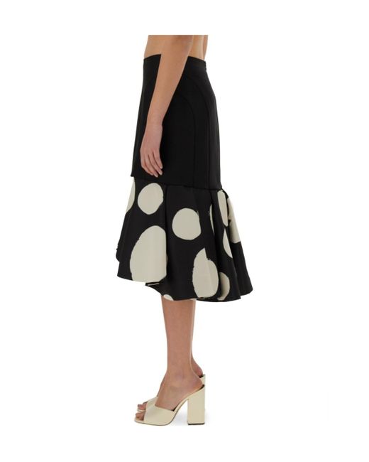 Nina Ricci Black Double Ruffles Midi Skirt