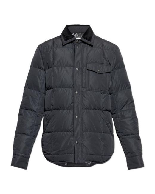 Moncler Blue Quilted Corduroy-Collar Jacket for men