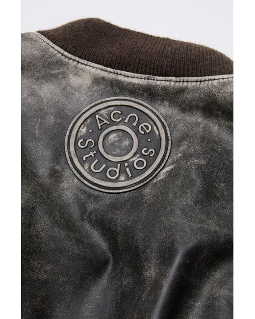 Acne Gray Logo Embossed Faded Leather Jacket for men