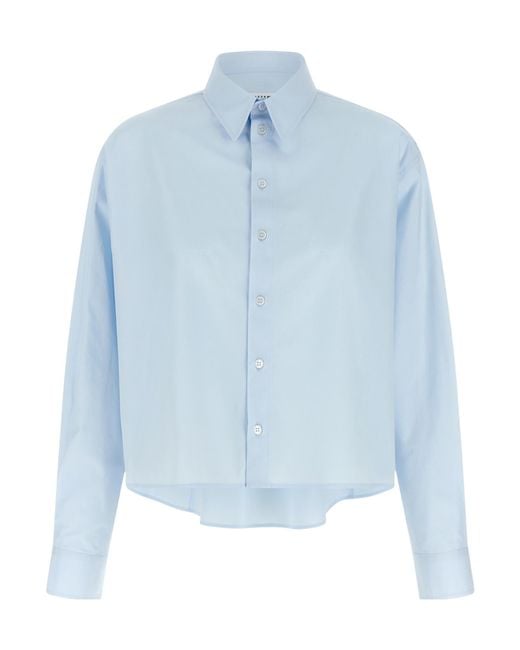 MM6 by Maison Margiela Blue Long-Sleeved Cropped Shirt