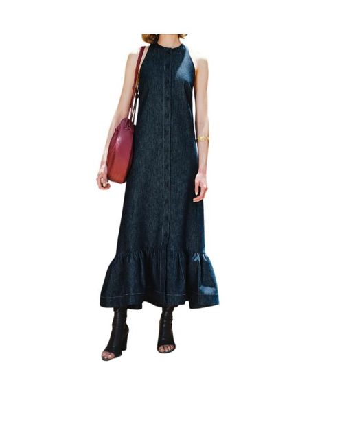 Zeus + Dione Blue Daphne Sleeveless Midi Dress