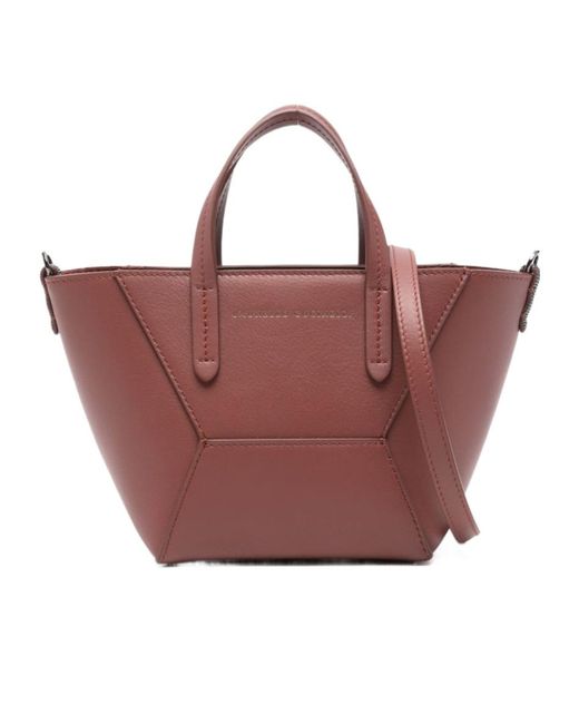 Brunello Cucinelli Red Micro Top Handle Tote Bag