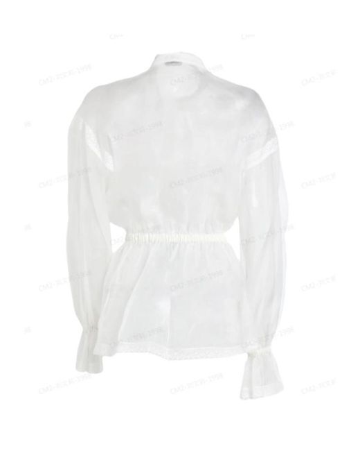 Dolce & Gabbana White Bowtie Blouse