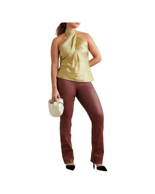 L'Agence Metallic Satin Halter Top
