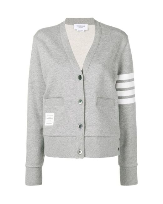 Thom Browne Gray Logo Patch 4 Bar Sleeve Cardigan