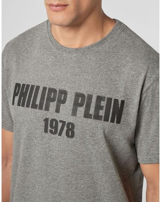 Philipp Plein Gray Logo Printed T-Shirt for men