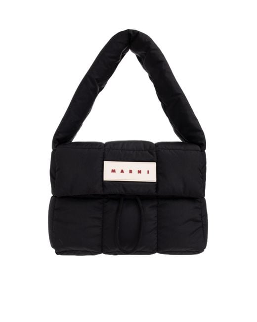 Marni Black Logo Patch Padded Shoulder Bag