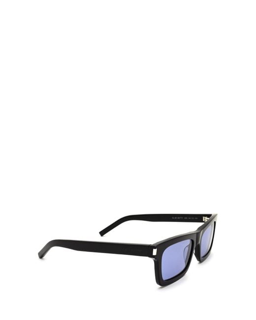 Saint Laurent Blue Eyewear Rectangular Frame Sunglasses