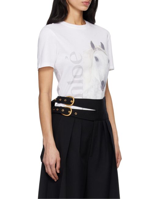 Chloé White Chloé Crew-Neck Jersey Logo T-Shirt