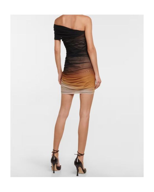 Mugler Black Ombré Off-Shoulder Mesh Minidress