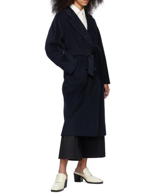 Max Mara Blue Madame Double-Breasted Belted Coat